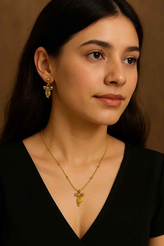 Elegant Infinity Bow Pendant Set - Gems and Glitter