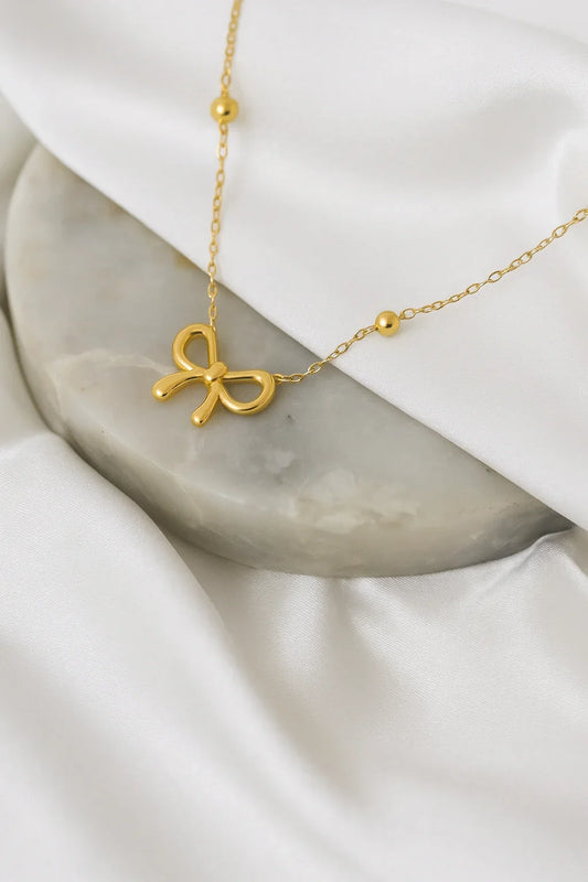 Gold-Plated Bow Pendant Necklace – Elegant & Minimal - Gems and Glitter