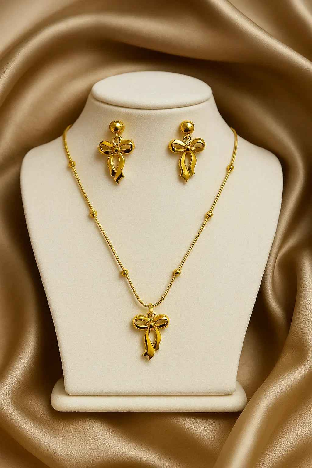 Elegant Infinity Bow Pendant Set - Gems and Glitter