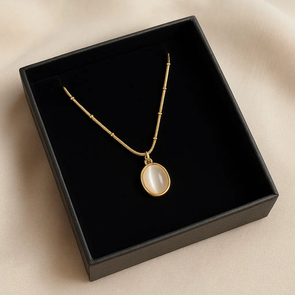 Anti-Tarnish Moonstone Glow Pendant Necklace