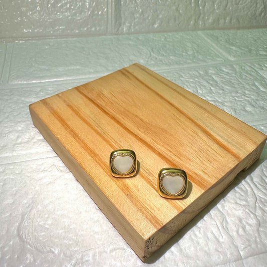 Elegant Square Pearl Stud Earrings – Gold-Tone, Anti-Tarnish Finish - Gems and Glitter