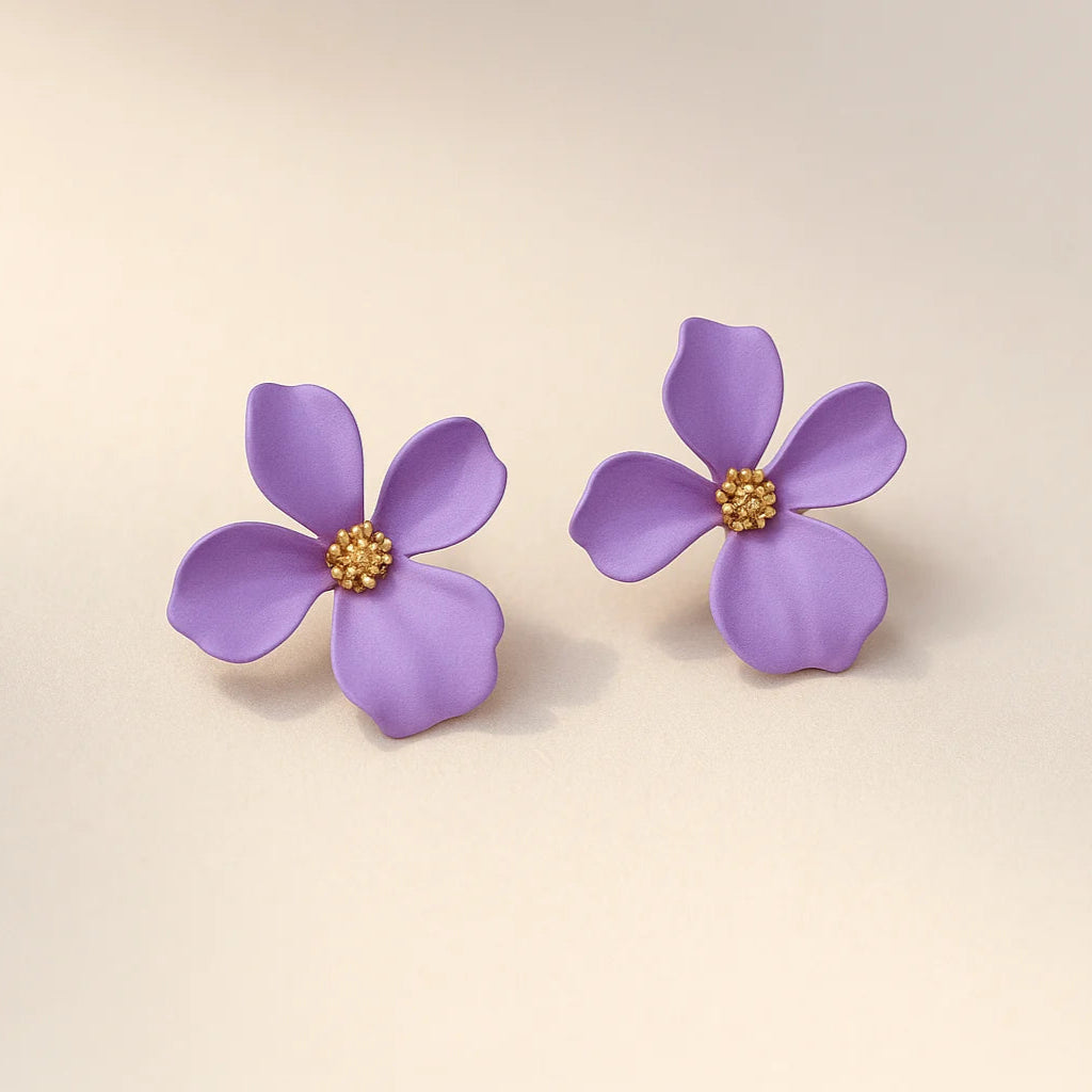 Lavender Flower Korean Earrings – Floral Studs – Buy 2 Get 4 Offer Prepaid Only – Gems and Glitter