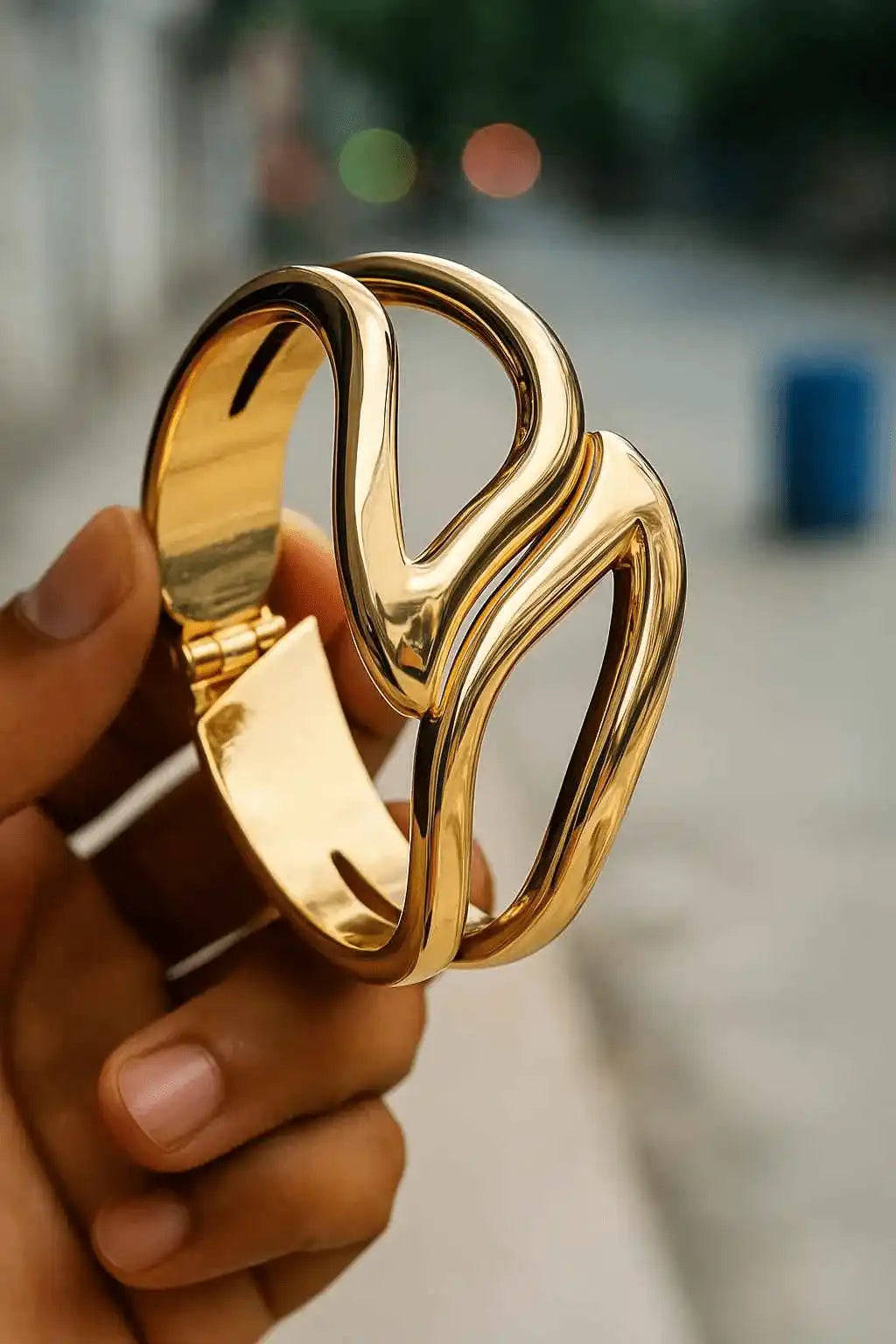 Bold Wave Statement Cuff Bracelet – Anti-Tarnish Modern Jewelry Gems and Glitter