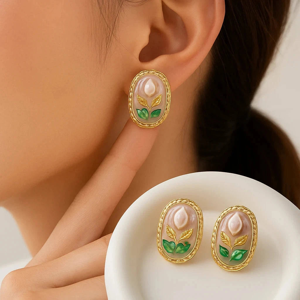Floral Pearl Oval Korean Earrings – Buy 2 Get 4 Offer (Prepaid Only) Gems and Glitter