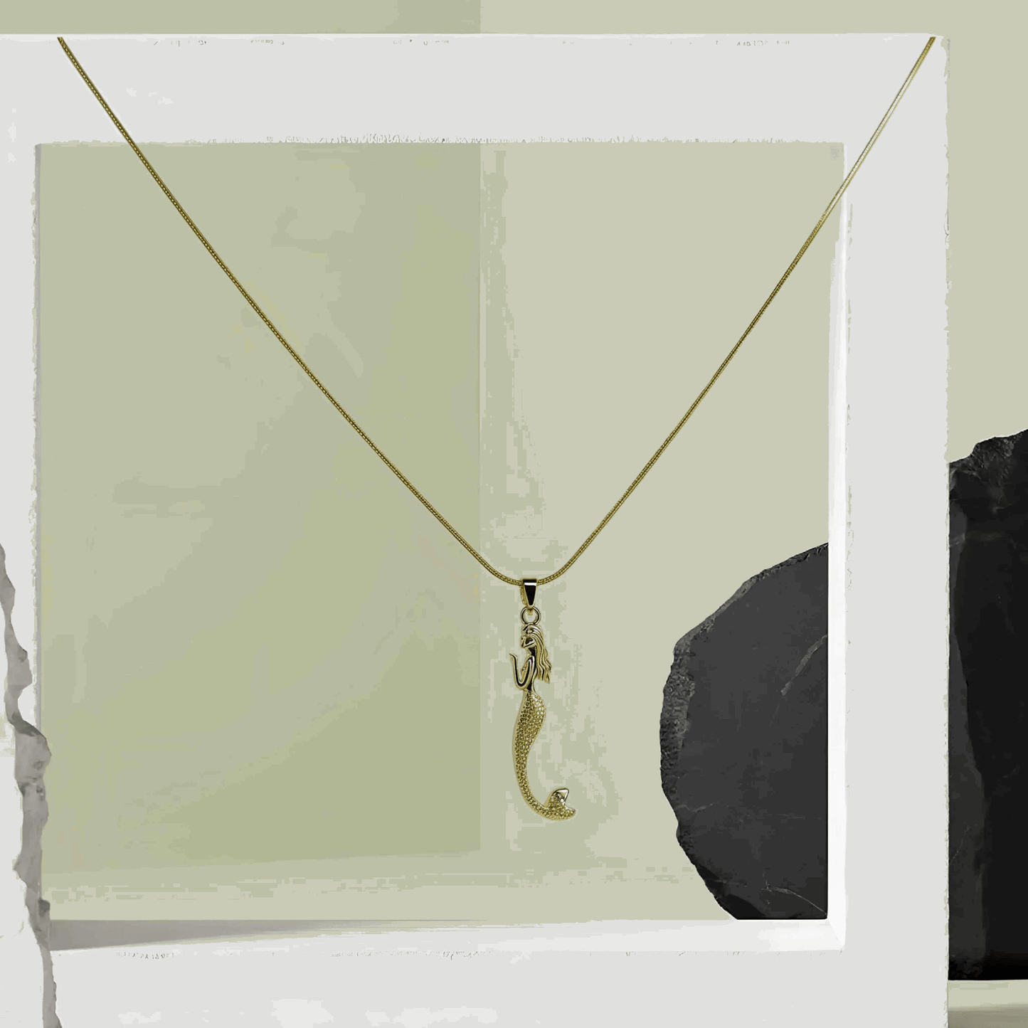 Mermaid Pendant Necklace – Golden Siren Charm Jewelry - Gems and Glitter anta - tarnish