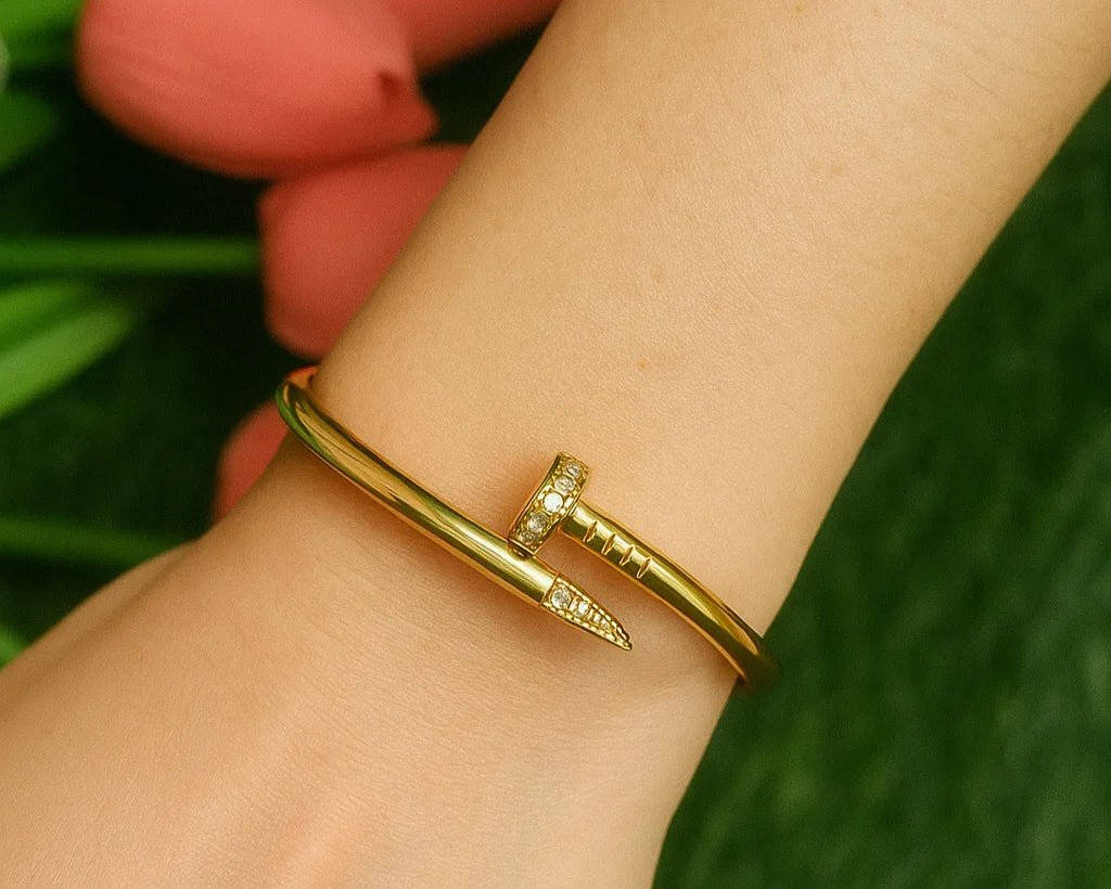 Nail Bangle – 18K Gold Plated & Anti - Tarnish - Gems and Glitter anta - tarnish