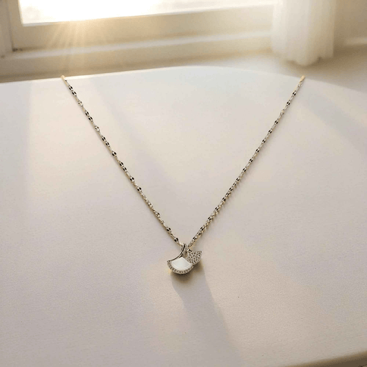 Silver Petal Pendant Necklace – Graceful CZ Charm Jewelry - Gems and Glitter anta - tarnish