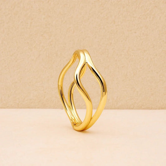 Wave Design Gold Bangle with Anti - Tarnish Coating - Gems and Glitter anta - tarnish
