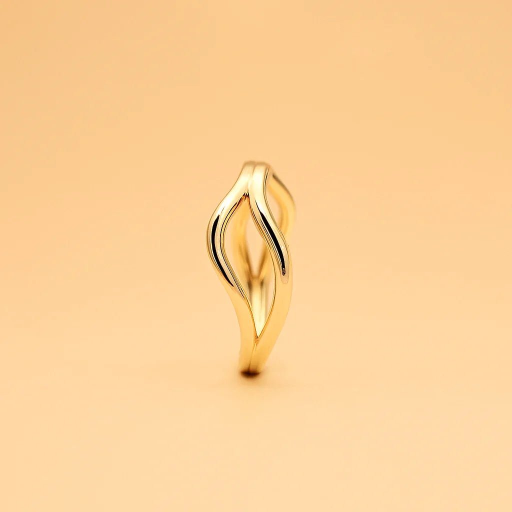Wave Design Gold Bangle with Anti - Tarnish Coating - Gems and Glitter anta - tarnish