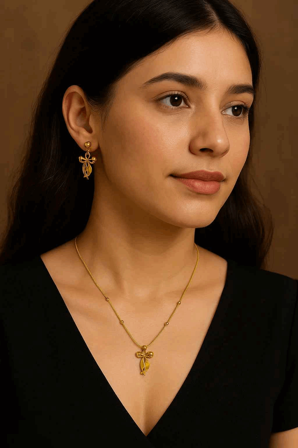 Elegant Infinity Bow Pendant Set - Gems and Glitter