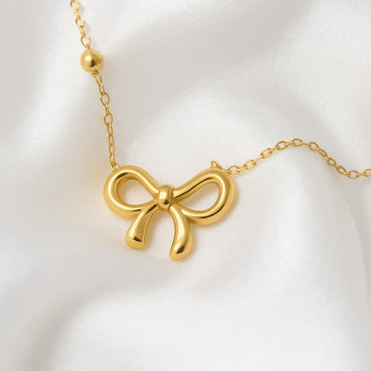 Gold-Plated Bow Pendant Necklace – Elegant & Minimal - Gems and Glitter