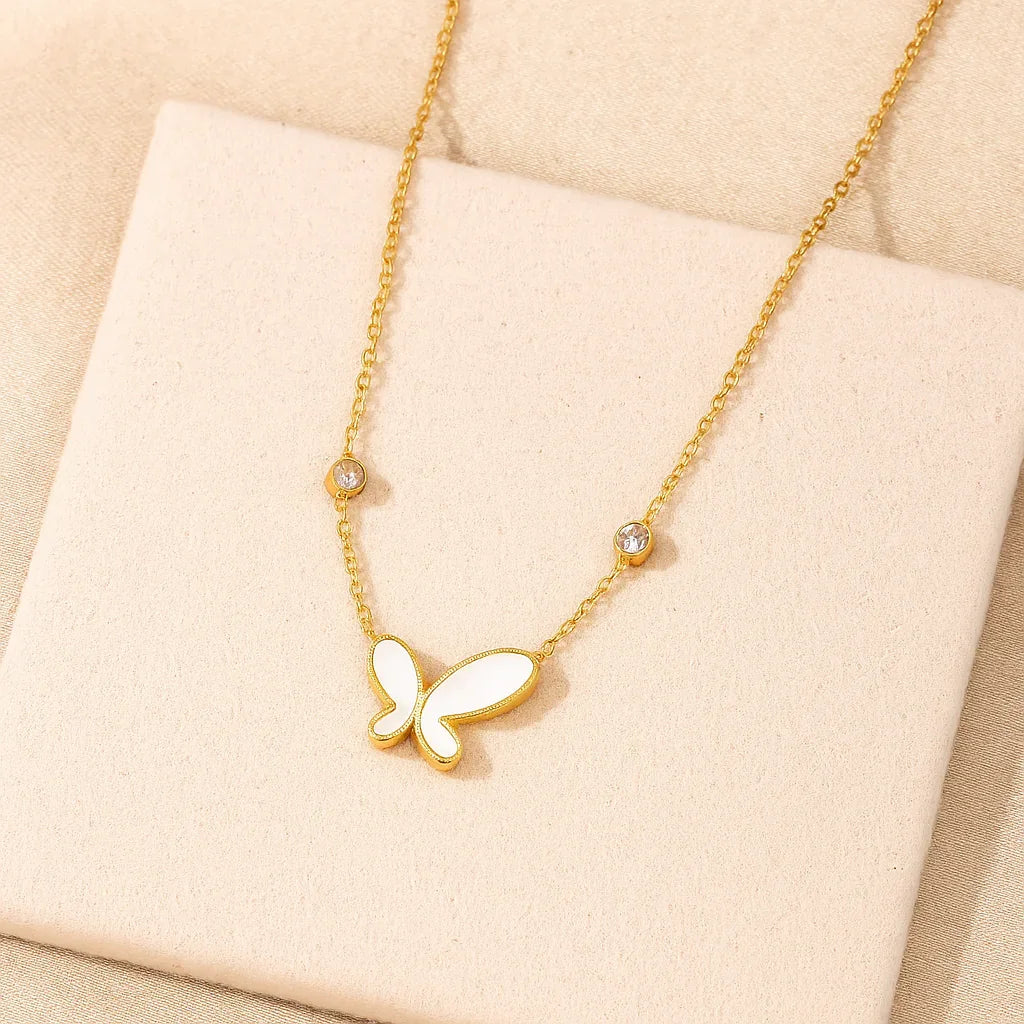 Butterfly Enamel and Gemstone Necklace - Gems and Glitter