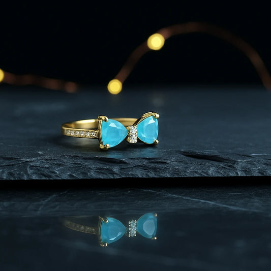 Anti Tarnish Blue Bow Ring – Premium Waterproof Crystal Ring