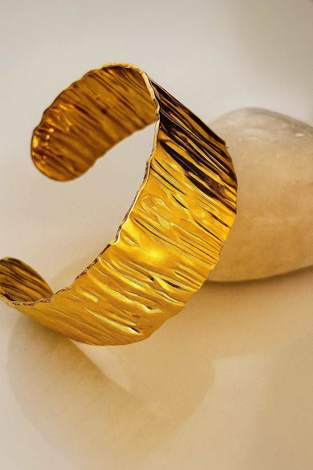 Bold Textured Gold Cuff Bracelet – Anti-Tarnish, Adjustable & Waterproof | Gems and Glitter - Gems and Glitter
