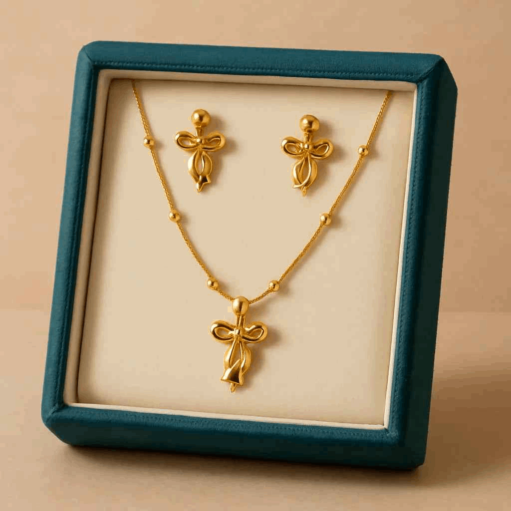 Elegant Infinity Bow Pendant Set - Gems and Glitter