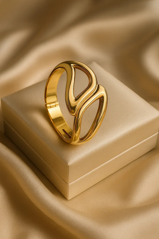 Bold Wave Statement Cuff Bracelet