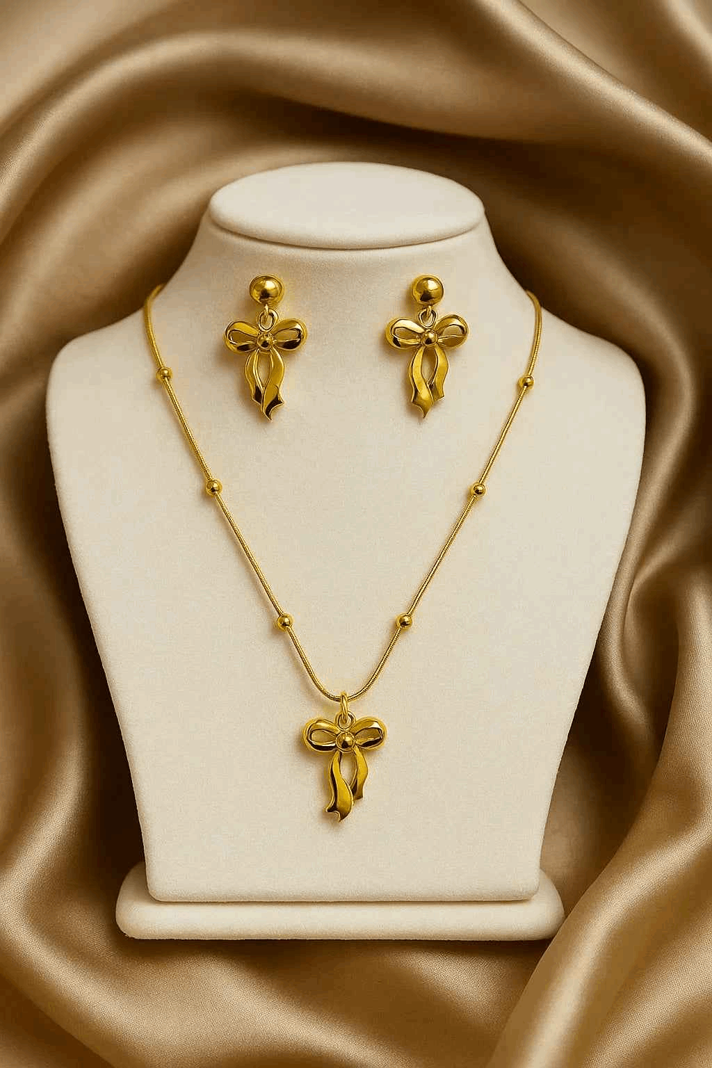 Elegant Infinity Bow Pendant Set - Gems and Glitter