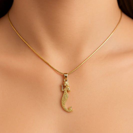 Golden Mermaid Pendant Necklace – Siren Charm