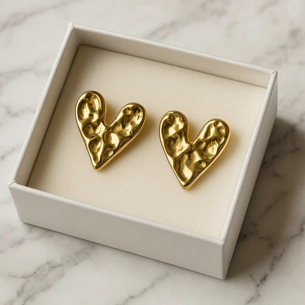 Anti-Tarnish Gold Heart Earrings for women – waterproof, premium love jewelry