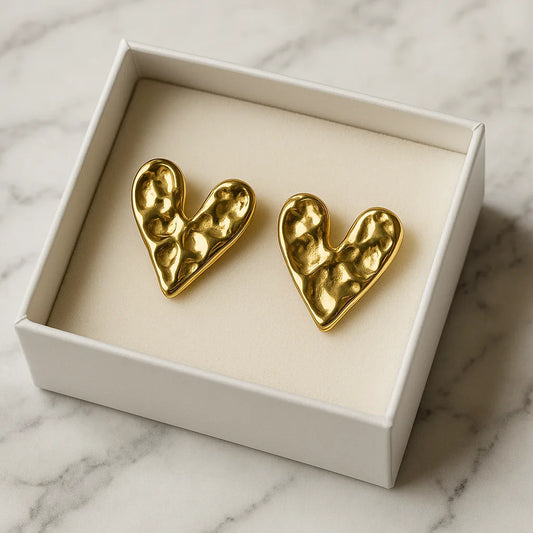 Anti-Tarnish Gold Heart Earrings for women – waterproof, premium love jewelry