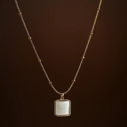 Square Opal Pendant Necklace