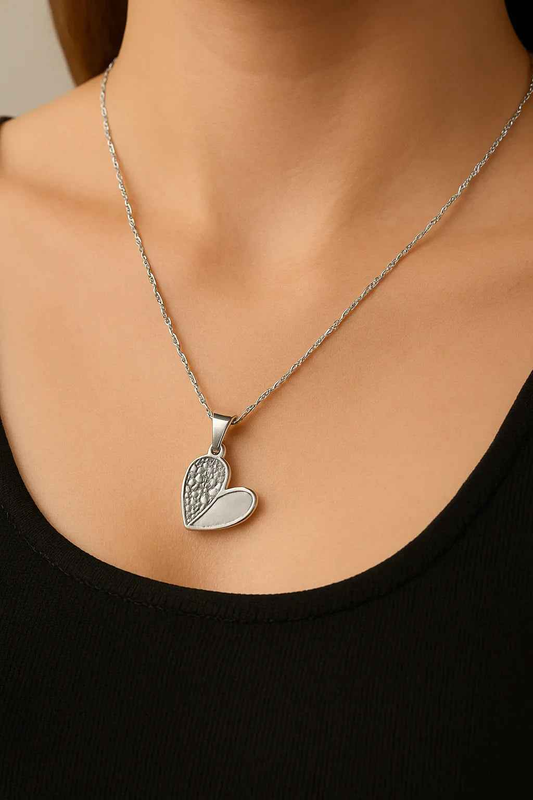 Silver Heart Pendant Necklace for Women & Girls - Elegant Everyday Jewelry - Gems and Glitter