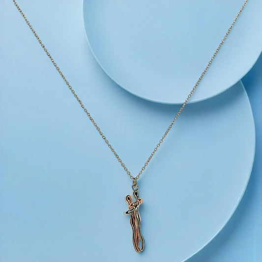 Eternal Embrace Abstract Couple Necklace