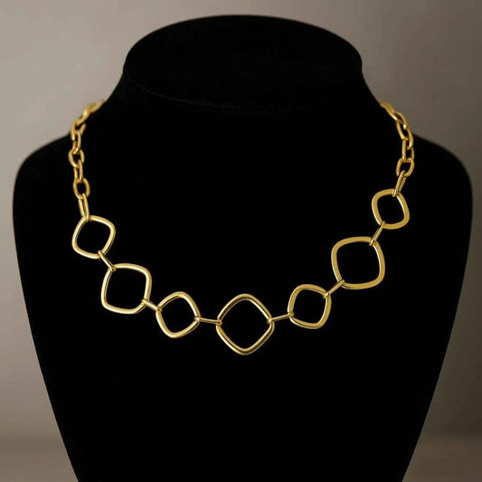 Gems and Glitter Gold-Tone Link Necklace – Bold Statement Jewelry | Anti-Tarnish, Stylish & Durable - Gems and Glitter