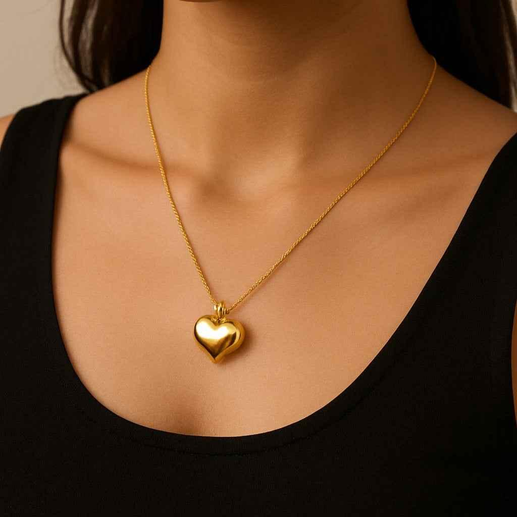 Golden Heart Pendant Necklace - Anti-Tarnish, 1 Year Warranty | Gems and Glitter - Gems and Glitter