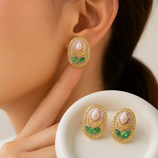 Floral Pearl Oval Korean Earrings – Buy 2 Get 4 Offer (Prepaid Only)