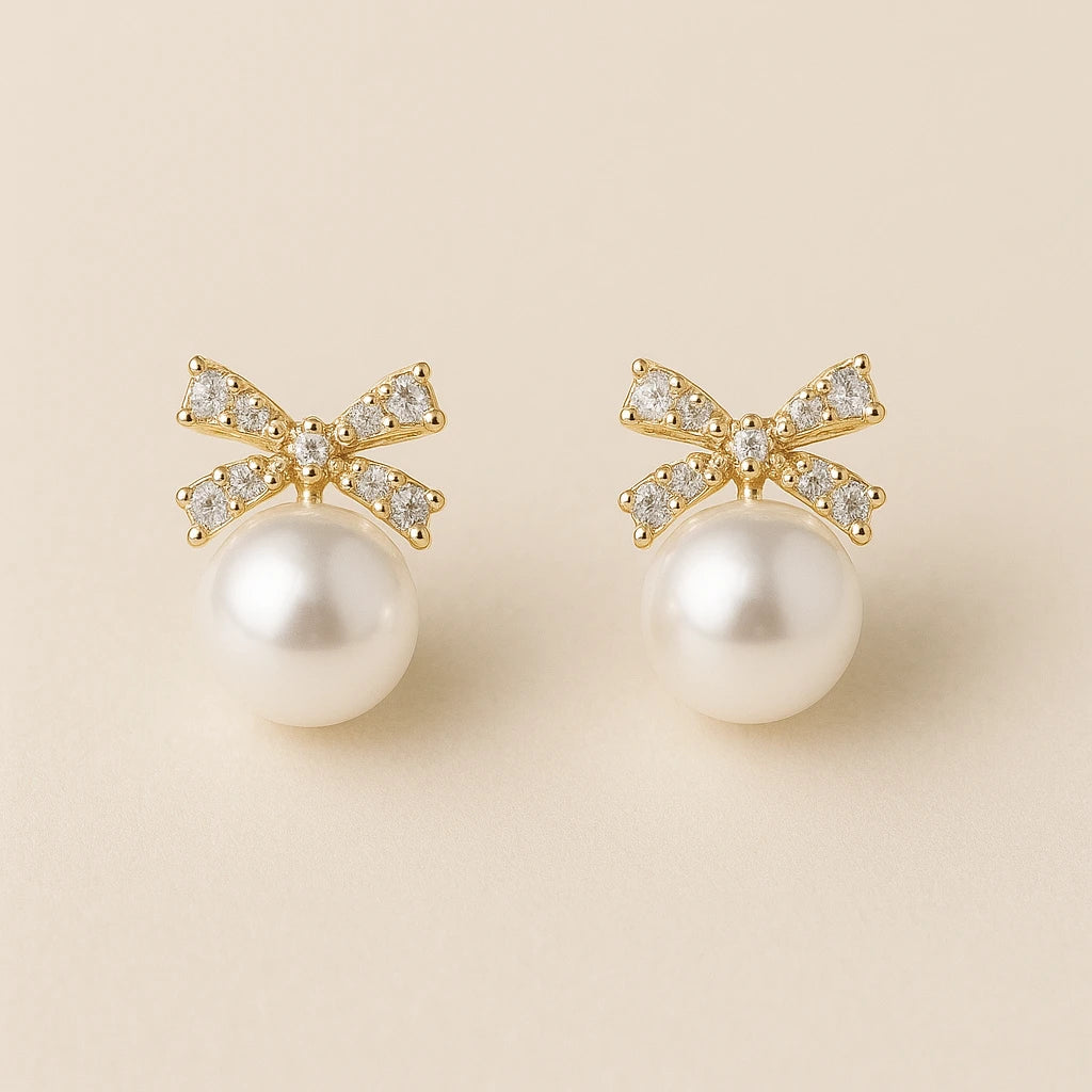 Elegant Pearl & Bow Korean Earrings – Buy 2 Get 4 Offer Prepaid Only – Gems and Glitter
