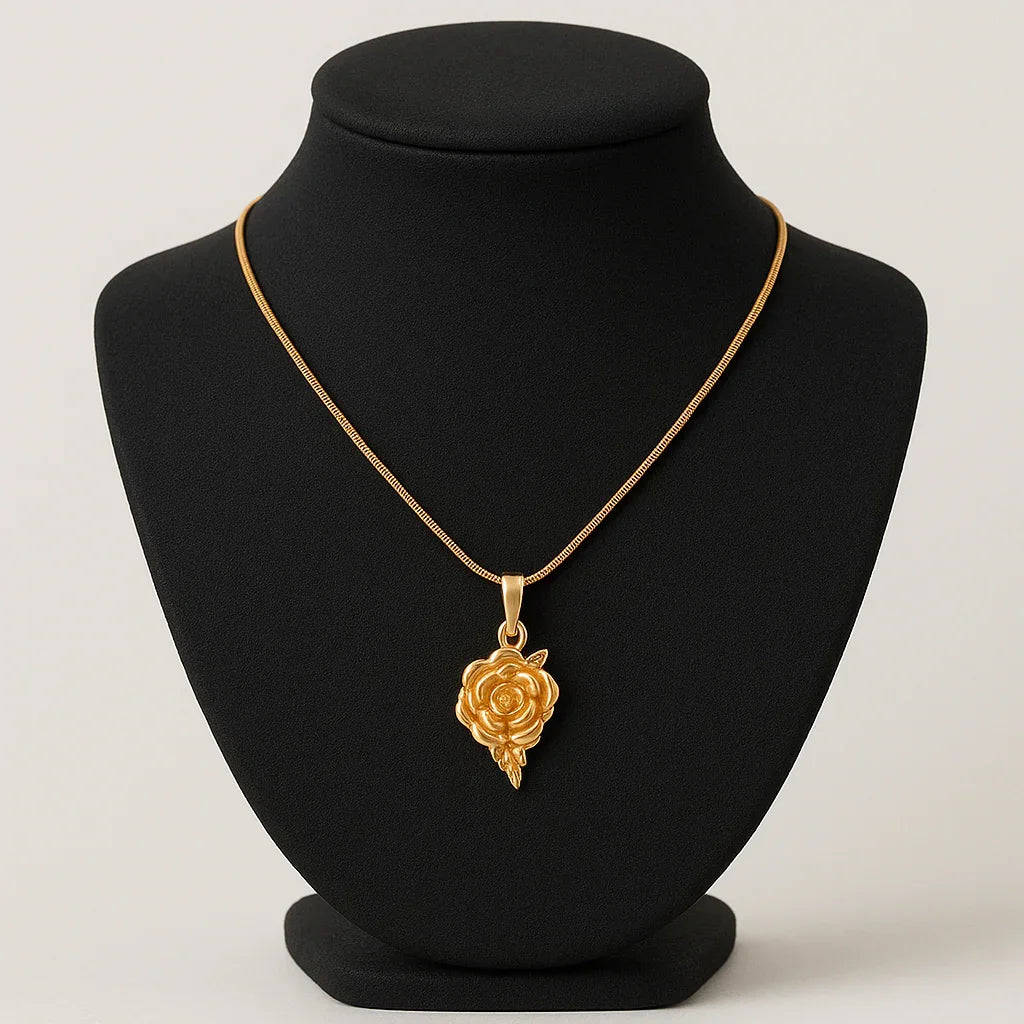 Anti-Tarnish Rose Gold Pendant Necklace - Gems and Glitter
