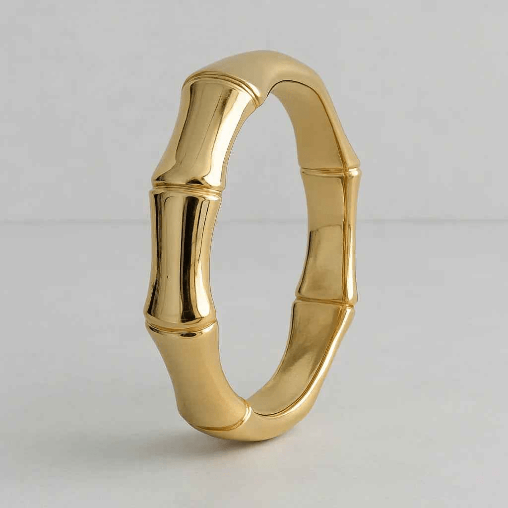 Bold Bamboo - Inspired Gold Bangle - Gems and Glitter anta - tarnish