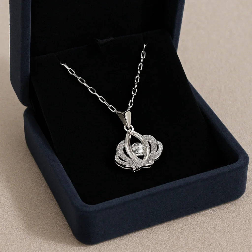 Crown Micro Inlay Pendant – Regal Silver - Tone Elegance by Gems and Glitter - Gems and Glitter anta - tarnish