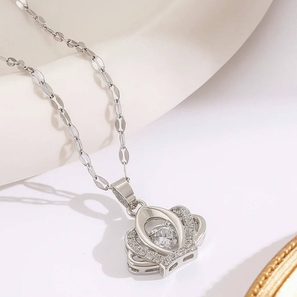 Crown Micro Inlay Pendant – Regal Silver - Tone Elegance by Gems and Glitter - Gems and Glitter anta - tarnish