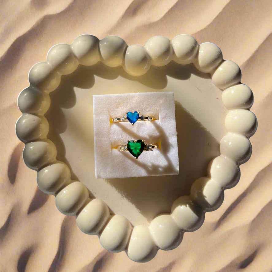 Elegant Gemstone Ring Duo - Blue & Green Combo - Gems and Glitter anta - tarnish