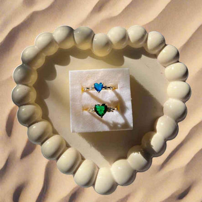 Elegant Gemstone Ring Duo - Blue & Green Combo - Gems and Glitter anta - tarnish