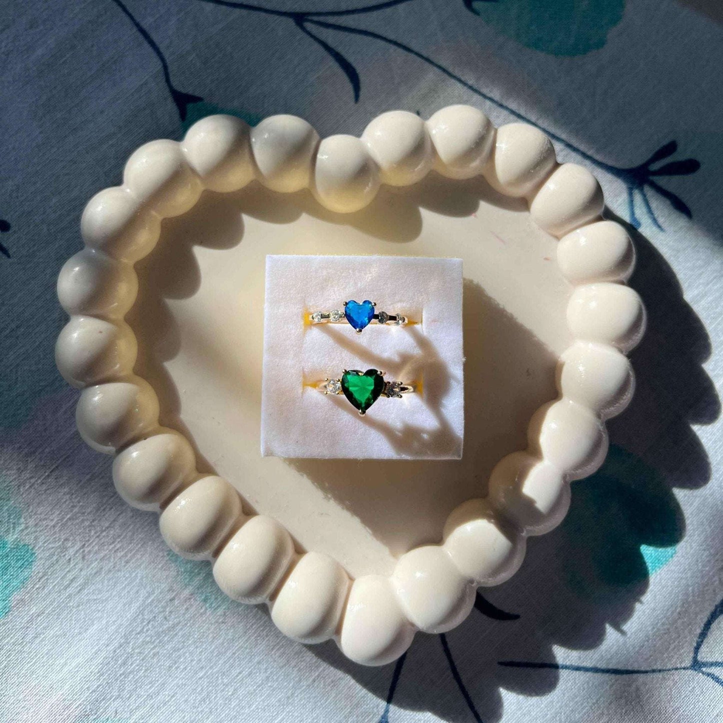 Elegant Gemstone Ring Duo - Blue & Green Combo - Gems and Glitter anta - tarnish