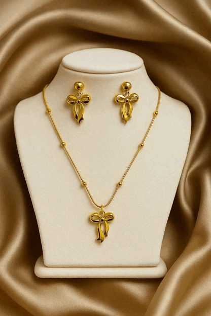 Elegant Infinity Bow Pendant Set - Gems and Glitter