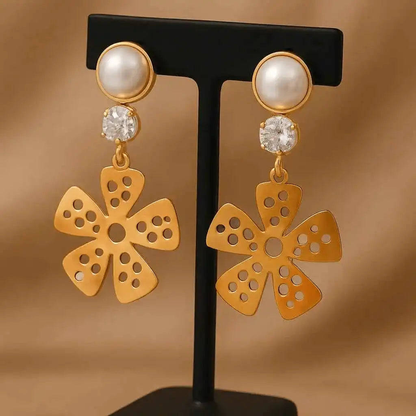 Elegant Pearl and Crystal Drop Earrings – Anti-Tarnish Jewelry Gems and Glitter