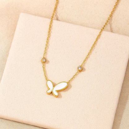 Butterfly Enamel and Gemstone Necklace - Gems and Glitter