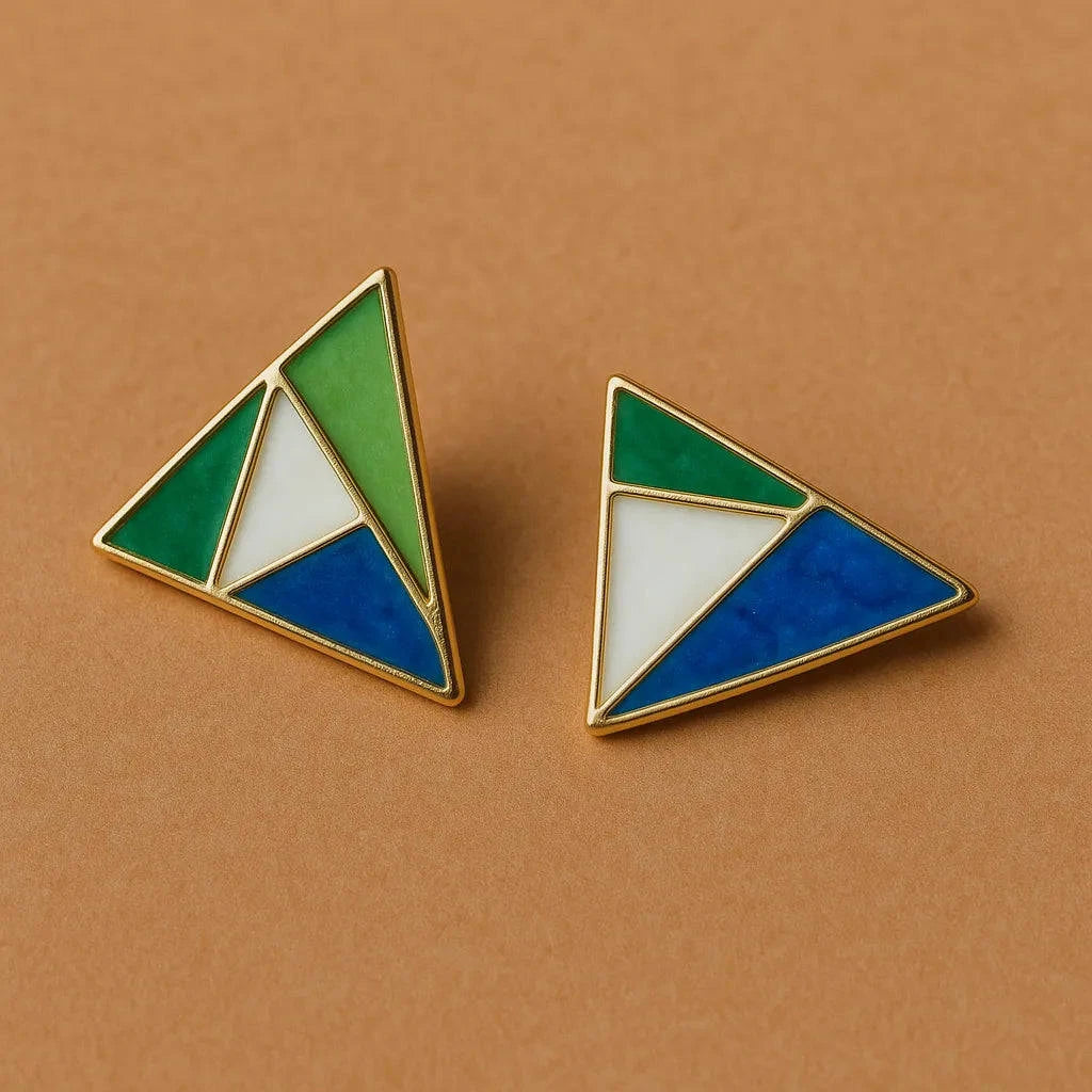 Geometric Triangle Korean Earrings – Multicolor Enamel | Buy 2 Get 4 Offer (Prepaid Only) Gems and Glitter
