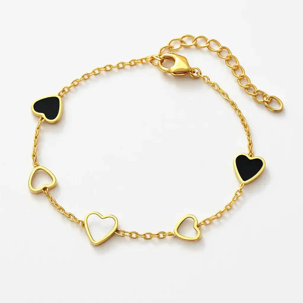Gold Heart Anklet – Anti-Tarnish Elegant Charm Jewelry Gems and Glitter