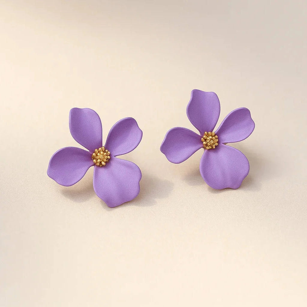 Lavender Flower Korean Earrings – Floral Studs – Buy 2 Get 4 Offer Prepaid Only – Gems and Glitter
