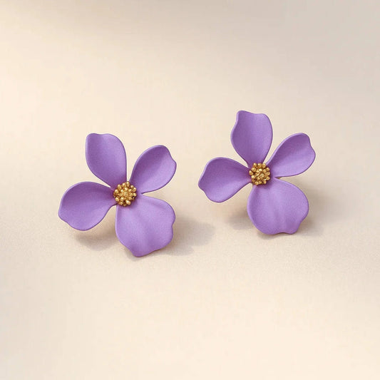 Lavender Flower Korean Earrings – Floral Studs – Buy 2 Get 4 Offer Prepaid Only – Gems and Glitter