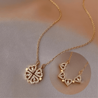 Magnetic Clover to Heart Pendant Necklace for Women – 2-in-1 Convertible Design