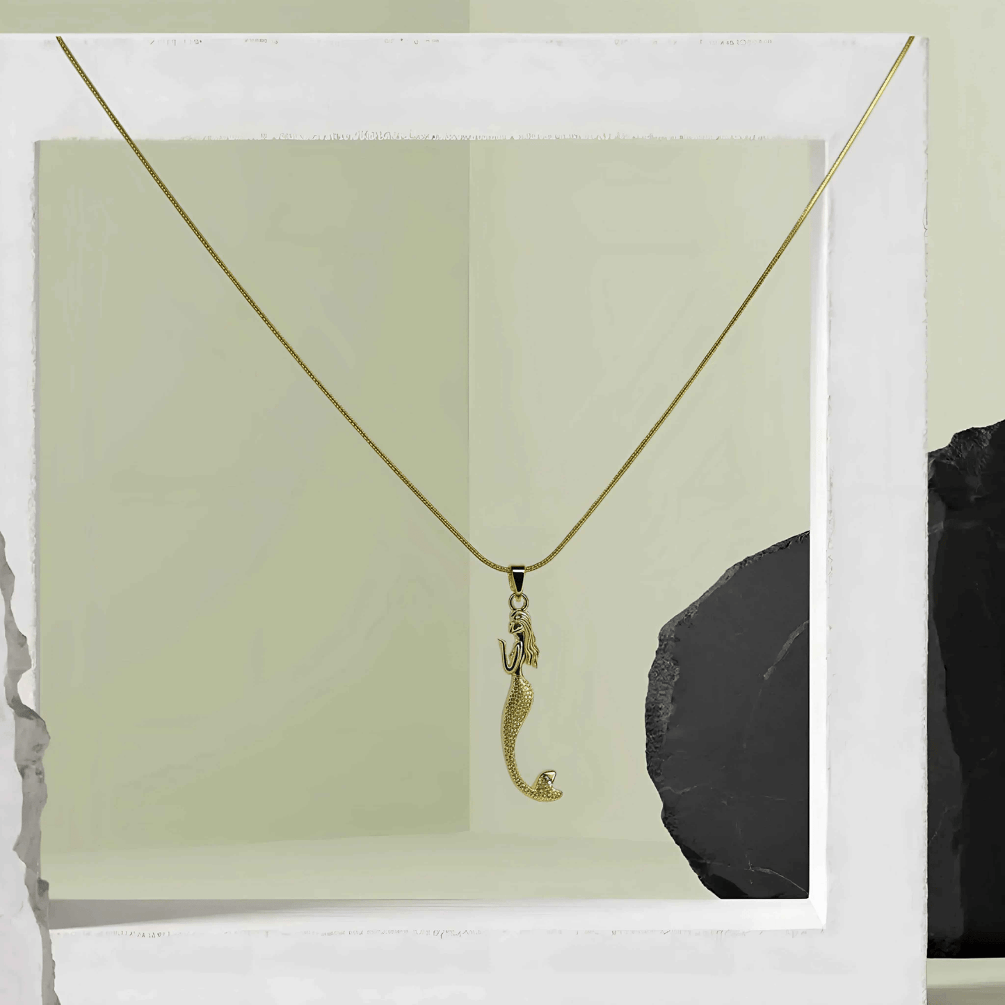 Mermaid Pendant Necklace – Golden Siren Charm Jewelry - Gems and Glitter anta - tarnish