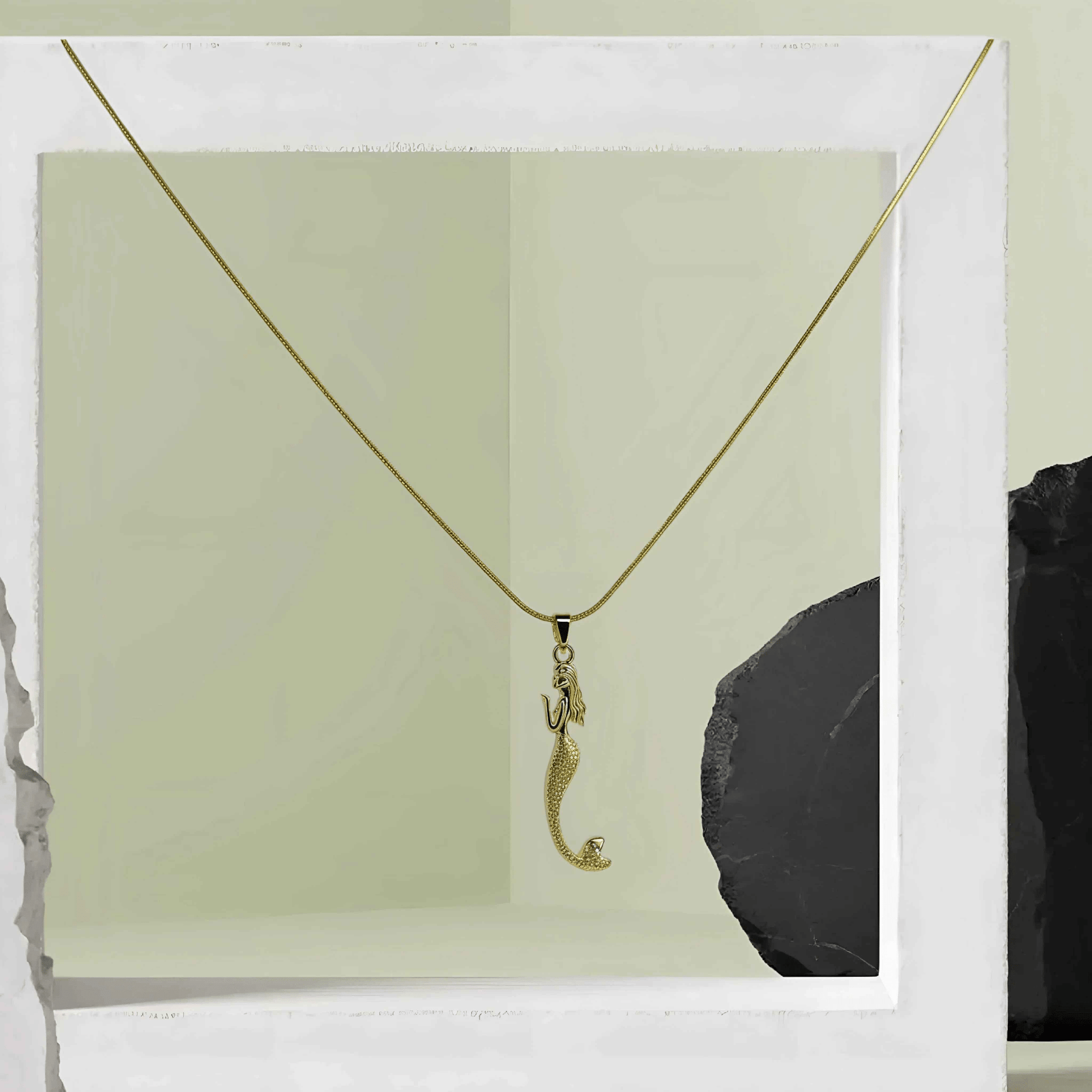 Mermaid Pendant Necklace – Golden Siren Charm Jewelry - Gems and Glitter anta - tarnish