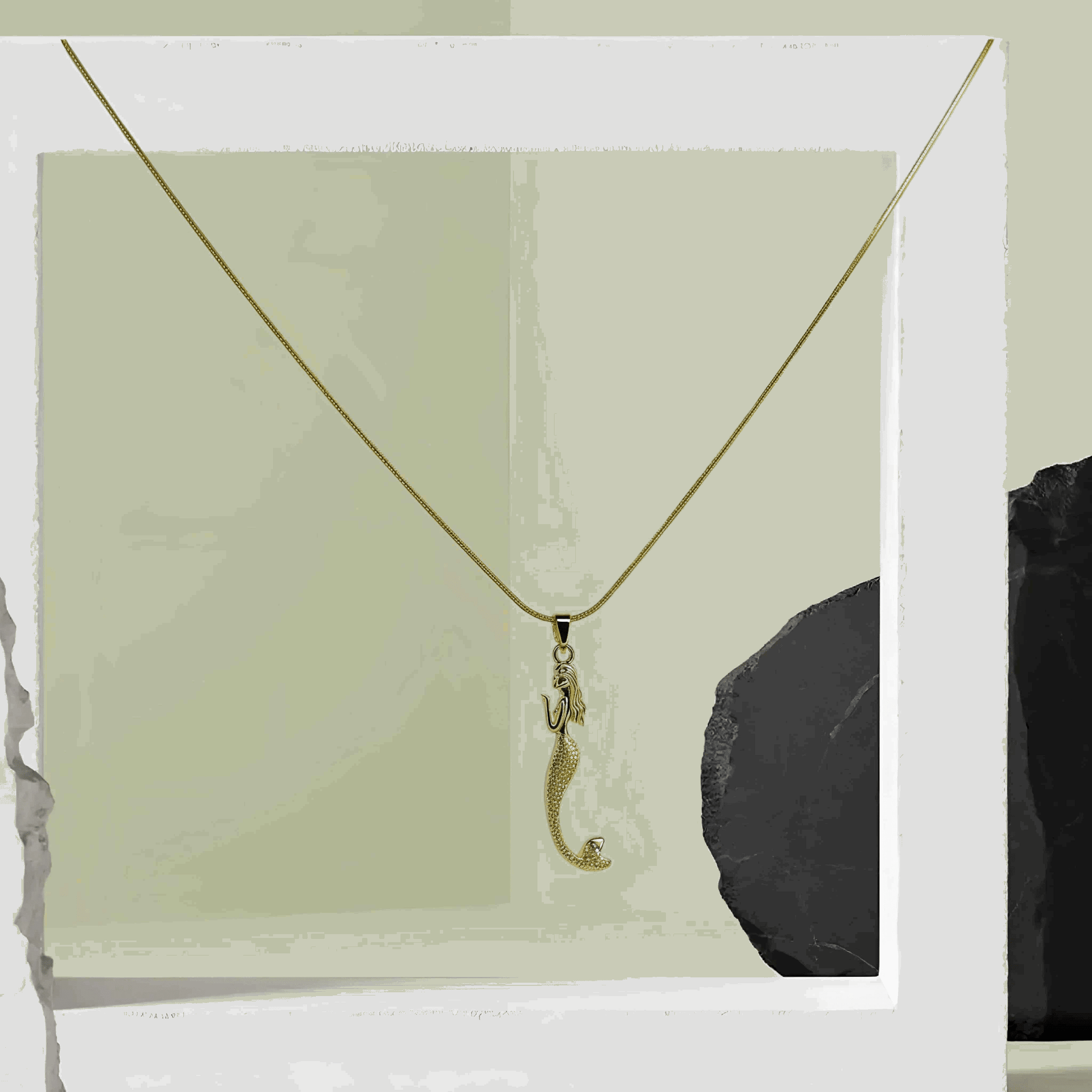 Mermaid Pendant Necklace – Golden Siren Charm Jewelry - Gems and Glitter anta - tarnish