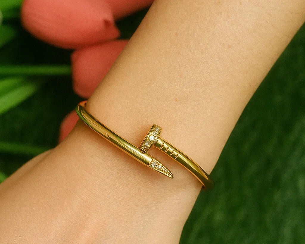 Nail Bangle – 18K Gold Plated & Anti - Tarnish - Gems and Glitter anta - tarnish